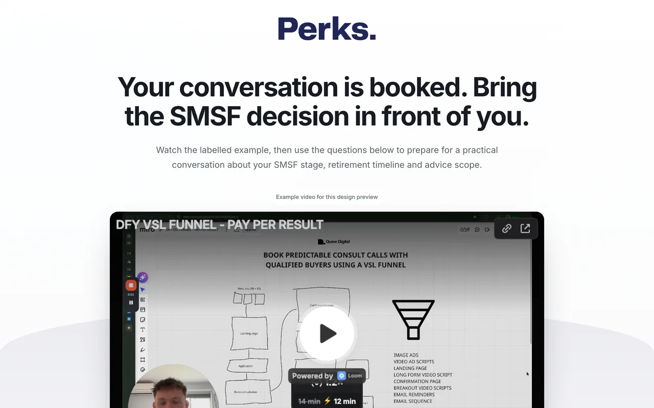 Confirmation page preview